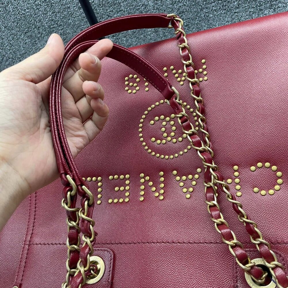 100% Authentic CHANEL DeauVille Medium Leather Satchel Bag - Picture 12 of 16